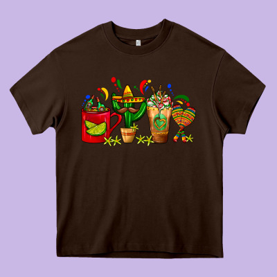 Mexico Coffee Cups With Cactus Sombrero And Maraca Heavy Core Tee Designed By Fadigitalartstudio