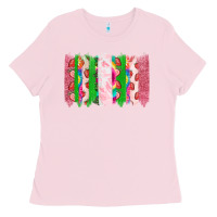 Bubblegum Pink summer brushstrokes Ladies Tee - CowhideDigitalArt
