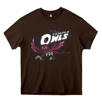 Chocolate Brown temple owls Heavy Core Tee - linhVisuals