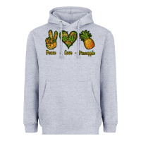 Heather Grey Peace Love Pineapple Heavyweight Hoodie - Jasminsmagicworld