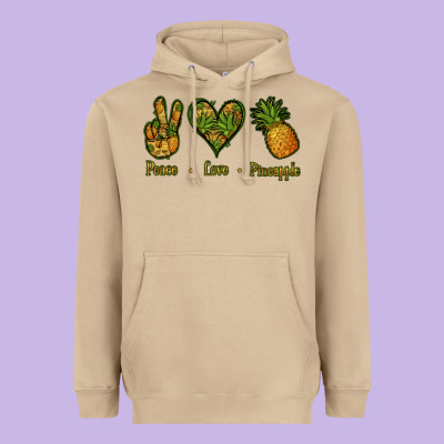 Peace Love Pineapple Heavyweight Hoodie Designed By Jasminsmagicworld