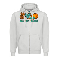 Dove Grey peace love pumpkins Zipper Hoodie - Jasminsmagicworld
