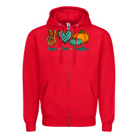 Red peace love pumpkins Zipper Hoodie - Jasminsmagicworld