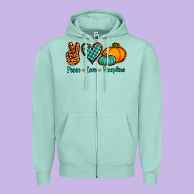 Peace Love Pumpkins Zipper Hoodie Designed By Jasminsmagicworld