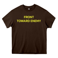 Chocolate Brown FRONT TOWARD ENEMY Heavy Core Tee - linhVisuals