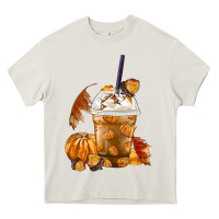 Cream Pumpkin Spice Coffee Heavy Core Tee - FaDigitalArtStudio