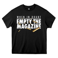 Black when in doubt empty the magazine Heavy Core Tee - linhVisuals