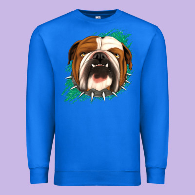 Bulldog Green Glitter Premium Sweatshirt Designed By Jasminsmagicworld