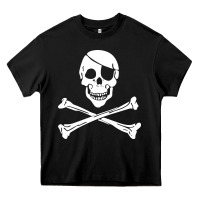 Black skull crossbones Heavy Core Tee - linhVisuals