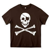 Chocolate Brown skull crossbones Heavy Core Tee - linhVisuals