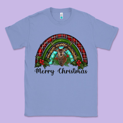 Reindeer Rainbow Christmas Classic Tee Designed By Ranaportraitstore