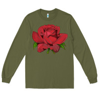 Army Green Oklahoma Rose Illustrations Long Sleeve Tee - LillyAllenDesigns