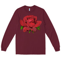 Burgundy Oklahoma Rose Illustrations Long Sleeve Tee - LillyAllenDesigns