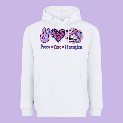 Peace Love Hairstylist Heavyweight Hoodie Designed By Jasminsmagicworld