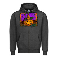 Charcoal Heather jack o' lantern pumpkin Zipper Hoodie - Jasminsmagicworld