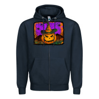 Navy jack o' lantern pumpkin Zipper Hoodie - Jasminsmagicworld