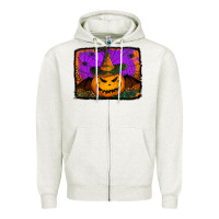 Oatmeal Heather jack o' lantern pumpkin Zipper Hoodie - Jasminsmagicworld