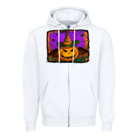White jack o' lantern pumpkin Zipper Hoodie - Jasminsmagicworld