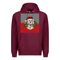 Burgundy Christmas Bichon frise dog Premium Hoodie - BarkalooDesign