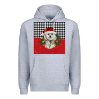 Heather Grey Christmas Bichon frise dog Premium Hoodie - BarkalooDesign