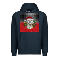 Navy Christmas Bichon frise dog Premium Hoodie - BarkalooDesign