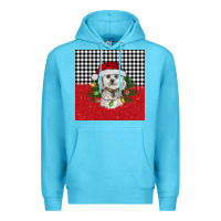 Ocean Blue Christmas Bichon frise dog Premium Hoodie - BarkalooDesign