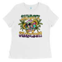 White Summer Searchin Ladies Tee - CowhideDigitalArt
