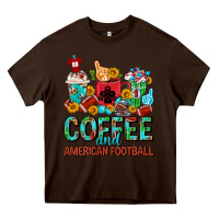 Chocolate Brown Coffee And American Football Coffee Cups Heavy Core Tee - FaDigitalArtStudio