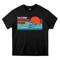 Black vintage california wave surf retro 80s california beach surfing Heavy Core Tee - linhVisuals