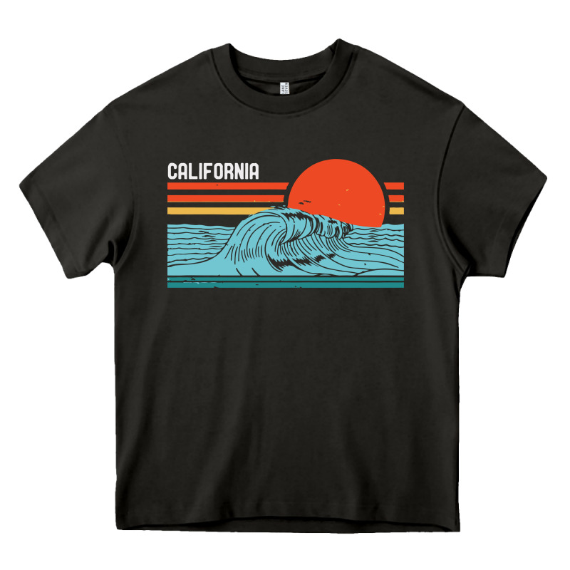 Vintage California Wave Surf Retro 80s California Beach Surfing Heavy Core Tee by linhVisuals | Teevron