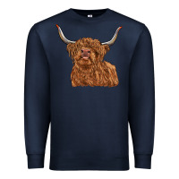 Navy highland cow Premium Sweatshirt - RanaPortraitStore
