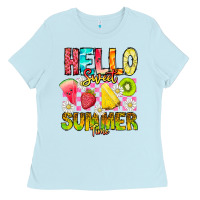 Baby Blue Hello Sweet Summer Time Ladies Tee - CowhideDigitalArt