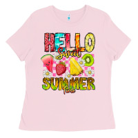 Bubblegum Pink Hello Sweet Summer Time Ladies Tee - CowhideDigitalArt
