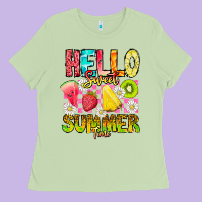 Hello Sweet Summer Time Ladies Tee Designed By Cowhidedigitalart