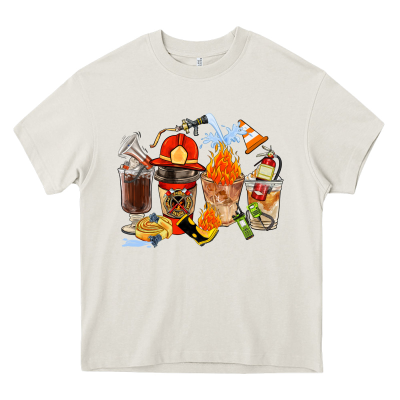 Firefighter Coffee Cups Heavy Core Tee by FaDigitalArtStudio | Teevron