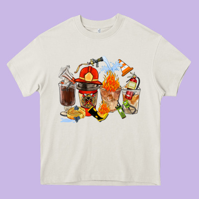 Firefighter Coffee Cups Heavy Core Tee Designed By Fadigitalartstudio