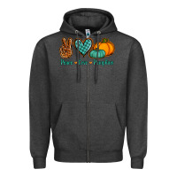 Charcoal Heather peace love pumpkins Zipper Hoodie - Jasminsmagicworld