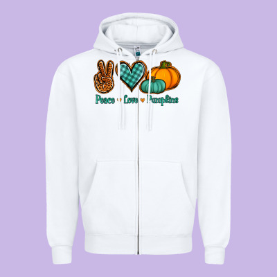 Peace Love Pumpkins Zipper Hoodie Designed By Jasminsmagicworld