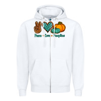 White peace love pumpkins Zipper Hoodie - Jasminsmagicworld