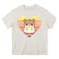 Cream cute hamster design retro heart shape vintage t shirt Heavy Core Tee - linhVisuals