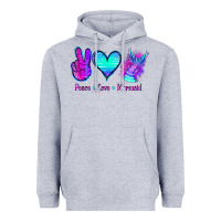 Heather Grey Peace Love Mermaid Heavyweight Hoodie - Jasminsmagicworld