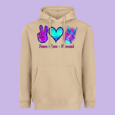 Peace Love Mermaid Heavyweight Hoodie Designed By Jasminsmagicworld