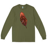 Army Green croton leaf Long Sleeve Tee - LillyAllenDesigns