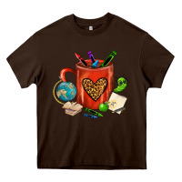 Chocolate Brown teacher crayons coffee mug Heavy Core Tee - FaDigitalArtStudio