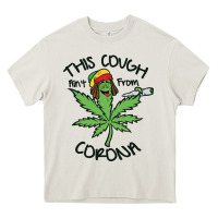 Cream Funny Weed Leaf Heavy Core Tee - linhVisuals