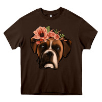 Chocolate Brown floral boxer Heavy Core Tee - Jasminsmagicworld