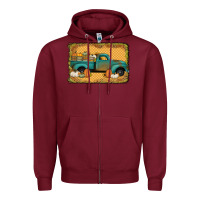 Burgundy pumpkin farm truck Zipper Hoodie - Jasminsmagicworld