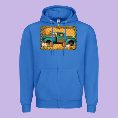 Pumpkin Farm Truck Zipper Hoodie Designed By Jasminsmagicworld
