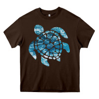 Chocolate Brown ocean sea turtle Heavy Core Tee - linhVisuals