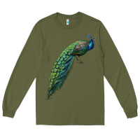 Army Green Peacock Long Sleeve Tee - LillyAllenDesigns